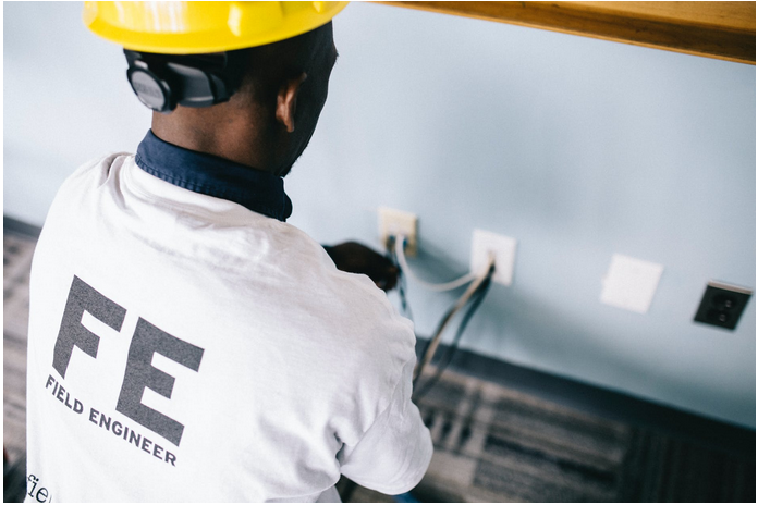 an electrician at work
